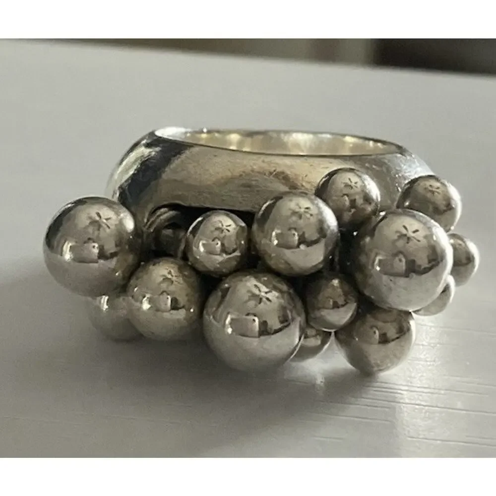 Retired Silpada Cha Cha Sterling Silver Beaded Ring Size 6 - Picture 5 of 6